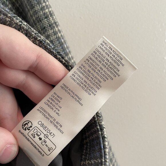 Anthropologie Women 14 Gray Houndstooth Academia Cropped Knit Tuxedo Blazer NWT - Picture 15 of 16